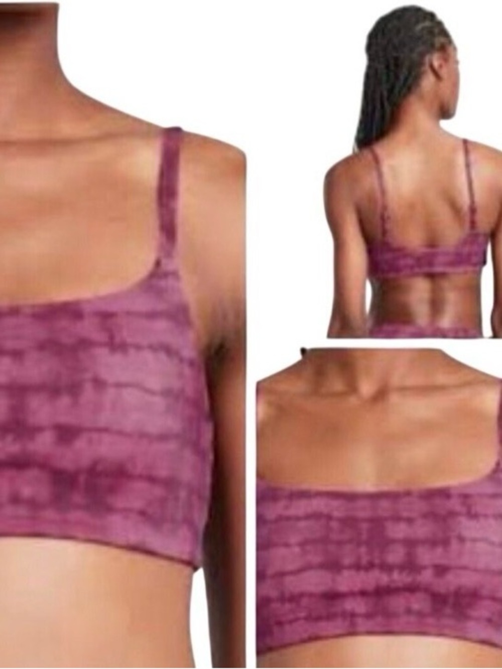 Athleta Purple Tie-Dye Scoop Bikini Top